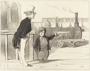 Steam Train Prints: Si ma machine est bonne? je crois bien... 1843. Creator: Honore Daumier