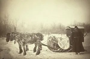 George Kennan Prints: A Siberian posting sledge on a cold morning