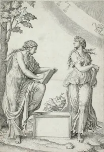 Two Sibyls with Signs of Zodiac, between 1517 and 1520. Creator: Marcantonio Raimondi