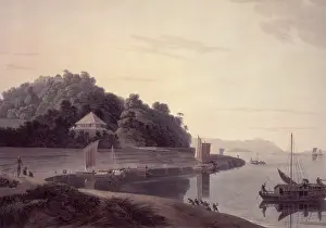 Serenity Prints: Siccra Gulley on the Ganges, c1795-c1809. Creators: Thomas Daniell, William Daniell