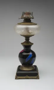 Shirley Prints: Sicilian Glass Lamp, c. 1878. Creator: Mount Washington Glass Company