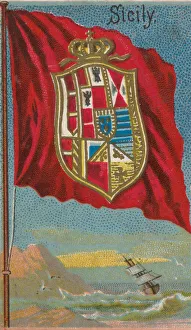 Sicily Italy Prints: Sicily, from Flags of All Nations, Series 2 (N10) for Allen &amp