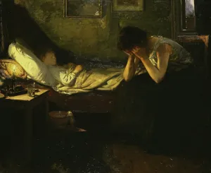 Candlelight Prints: The sick Child, 1906. Creator: Oscar Wergeland