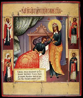 Russian Text Prints: A sick clergyman from Kikrin (?) being cured by the Blessed Virgin