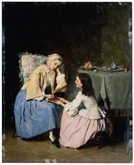 Visiting Prints: At the Sick Friend, 19th century. Artist: Isidore Patrois