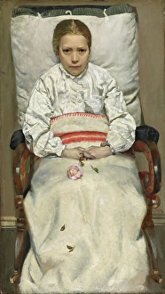 Cushion Prints: Sick Girl, 1881. Creator: Christian Krohg
