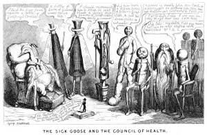 The Sick Goose and the Council of Health, 19th century. Artist: George Cruikshank The Sick Goose and the Council of Health, 19th century. Artist: George Cruikshank