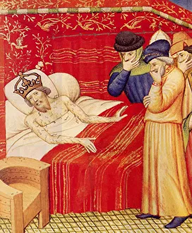 Book Art Prints: Sick king. The dangerous smell of sickness, 15th century. Creator: Anonymous