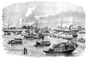 Junk Prints: Sick and Wounded embarking at Hong-Kong on board the Steamer Canton