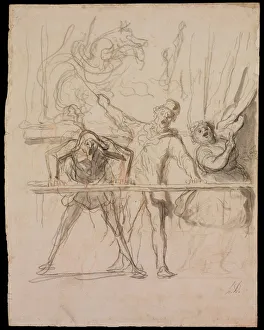 Honoré 1808 1879 Prints: The Side-Show. Artist: Daumier, Honore (1808-1879)