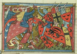 Antioch Prints: The Siege of Antioch in 1098. (From Li rommans de Godefroy de Buillon et de Salehadin')