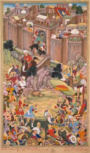 The siege of Arbela in the era of Hulagu Khan, from a Chingiz-nama... c. 1596. Creator