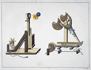 Projectile Prints: Siege catapults, 1842. Artist: Friedrich Martin von Reibisch