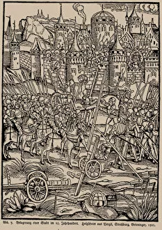 Artillery Cannon Collection: Siege of a city in the 15th century. From the Strasbourg Vergil by Johann Grieninger, 1502