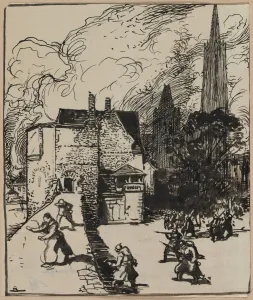 Siege des Maubeuge, 1914. Creator: Auguste Louis Lepere (French, 1849-1918)