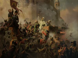Muzeum Narodowe Prints: The Siege of Jasna Gora, 1846. Creator: Suchodolski, January (1797-1875)