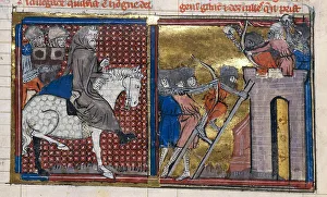 The Siege of Nish in 1096 (From Li rommans de Godefroy de Buillon et de Salehadin'), 1337. Creator: Maître de Fauvel (active 1314-1340). The Siege of Nish in 1096 (From Li rommans de Godefroy de Buillon et de Salehadin'), 1337
