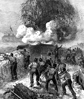 Engineers Prints: Siege operations at Chatham: explosion of a mine, 1871. Creator: Unknown