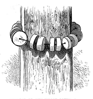 Sapper Prints: Siege Operations at Chatham: necklace of gun-cotton round a beam, 1871. Creator: Unknown