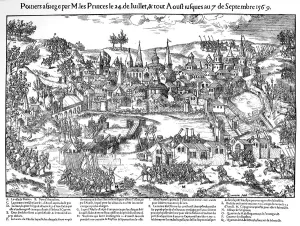 Siege of Poitiers, French Religious Wars, 24 July-7 September 1569 (1570). Artist: Jacques Tortorel Siege of Poitiers, French Religious Wars, 24 July-7 September 1569 (1570). Artist: Jacques Tortorel
