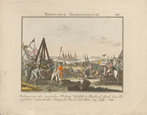 Catherine Iis Swedish War Prints: Siege of the Russian fortress Nyslott in Finland, 1788. Creator: Weinrauch
