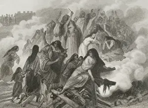 Scary Prints: The Siege of Saguntum, Iberian Peninsula, 219 BC, (1852). Creator: Unknown
