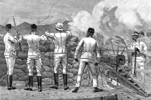 Sandbags Prints: The Siege of Suakin (north eastern Sudan) Fort Gemaizeh in Action; from sketches by the late Mr
