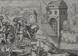 Siege of a town by a feudal army, 1575, (1877). Creator: Unknown