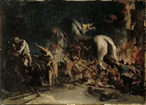 Aeneas Collection: The Siege of Troy, ca 1760. Creator: Tiepolo, Giandomenico (1727-1804)