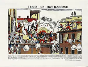 Woodcut Watercolour Prints: The siege of Zaragoza, 1809, c1825-1830. Creator: Pellerin, Jean-Charles (1756-1836)