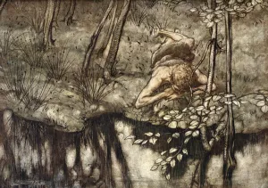 Rackham Prints: Siegfried sees himself in the stream, 1924. Artist: Arthur Rackham