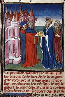 Austrasia Prints: Sigebert III receiving his share of the treasure of Dagobert I
