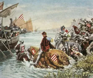Rescue Prints: Sigismund is rescued after the battle of Nicopolis, 1396, (1936). Creator: Unknown