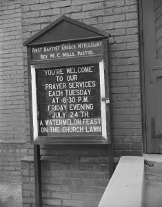 Noticeboard Prints: Sign in front of a church, Washington, D. C. 1942. Creator: Gordon Parks