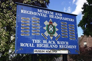 Black Watch Gallery: Sign, museum and headquarters of the Royal Highland Regiment, Perth, Scotland