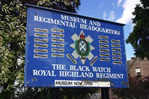 Royal Highland Prints: Sign, museum and headquarters of the Royal Highland Regiment, Perth, Scotland