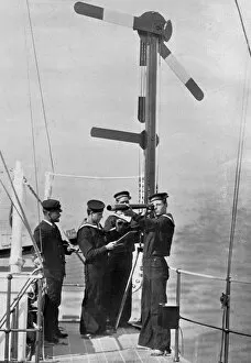Observing Gallery: Signalling by semaphore on board HMS Camperdown, 1895. Artist: Gregory & Co