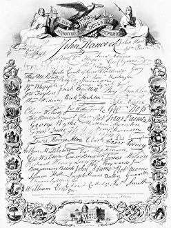 The signatures to the American Declaration of Independence, c1776, (c1920)