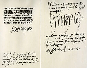 Queen Catherine Of Aragon Collection: Signatures of Henry VII, Elizabeth of York, Henry VIII and Catherine of Aragon
