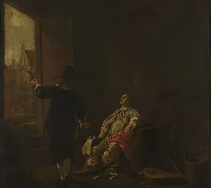 Cuyp Aelbert Prints: Signboard of a Wineshop, with Tasting the Wine on one side and Barreling the Wine on the other