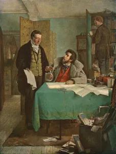 Bookshelves Gallery: Signing the New Lease, 1868, (c1930). Creator: Erskine Nicol