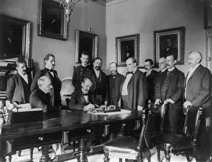 Mckinley William Prints: Signing of the Peace Protocol - Washington - Aug