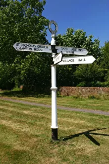 Directing Gallery: Signpost pointing to Jane Austens House, Chawton, Hampshire