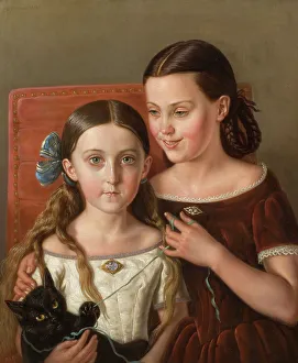Sisters Prints: Sigrid and Anna Mazér, Nieces of the Artist, 1858. Creator: Carl Peter Mazer