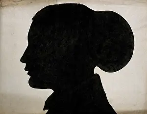 Human Body Prints: A silhouette of a human head, seen in profile. Creator: Unknown