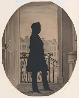 William Henry Collection: Silhouette of a Young Man Before an Open Window, Facing Right, before 1860
