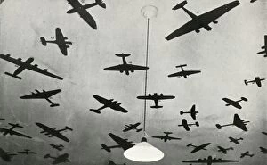 Royal Air Force Gallery: Silhouettes of military aircraft...at an RAF training school during the Second World War, 1941
