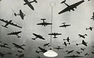 Silhouettes of military aircraft...at an RAF training school during the Second World War, 1941 Silhouettes of military aircraft...at an RAF training school during the Second World War, 1941