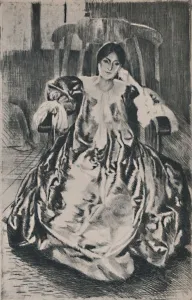 Besnard Prints: The Silk Dress, 1887, (1946). Artist: Paul Albert Besnard