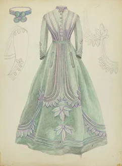 Womens Prints: Silk Gown, c. 1936. Creator: Tabea Hosier